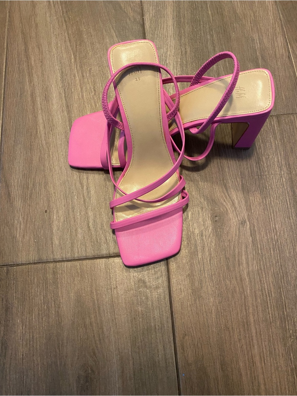 H&M Strappy Pink Block Heel Sandals